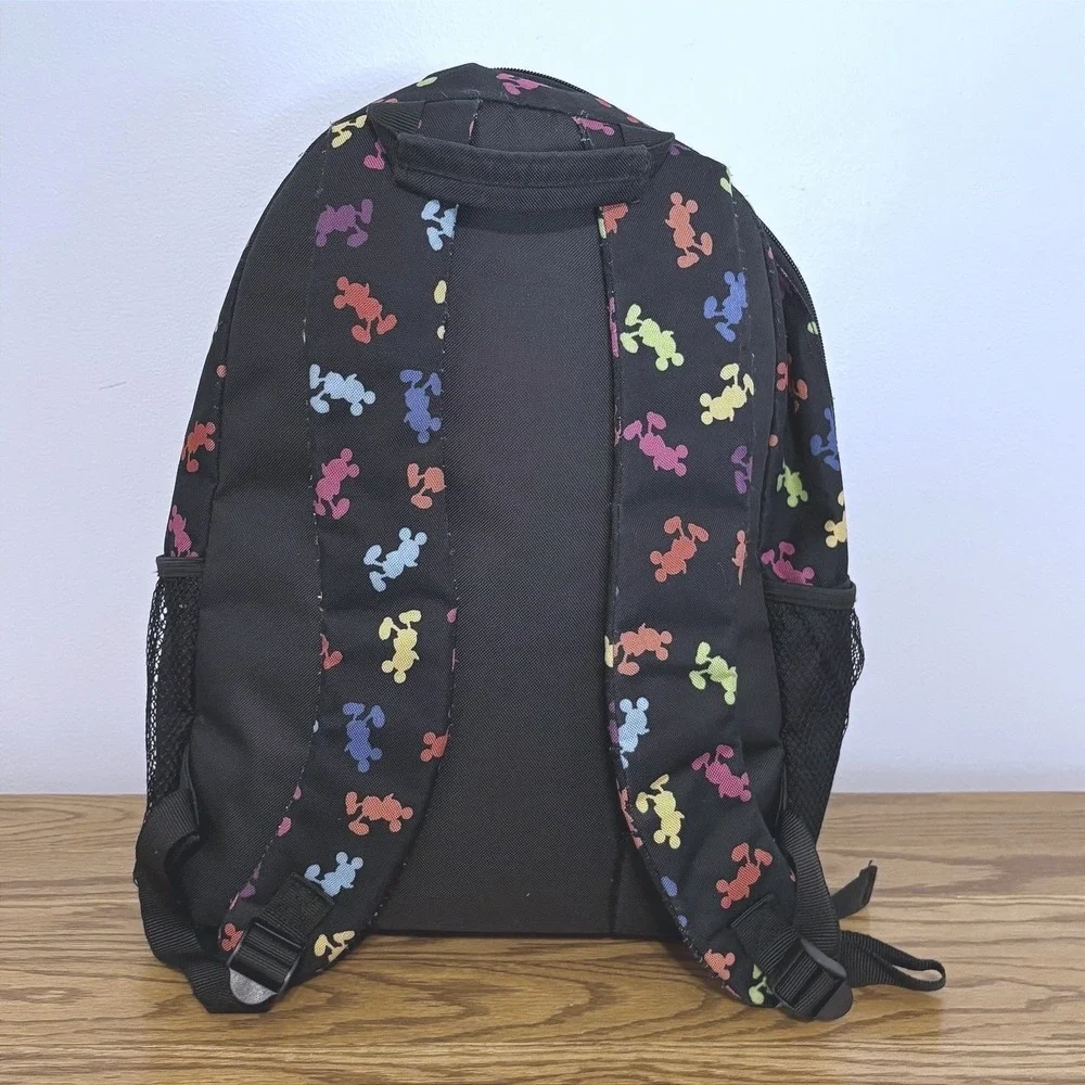 Walt Disney World Mickey Mouse Rainbow‎ Silhouette Black Canvas Backpack Bag